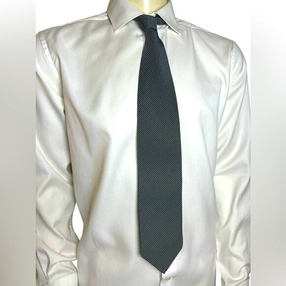 Giorgio Armani Black & Gray Dotted Silk Necktie Perfect Condition Made in Italy - Picture 1 of 4